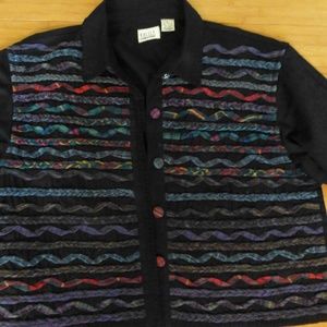 halsey designer black denim western braid jacketXL